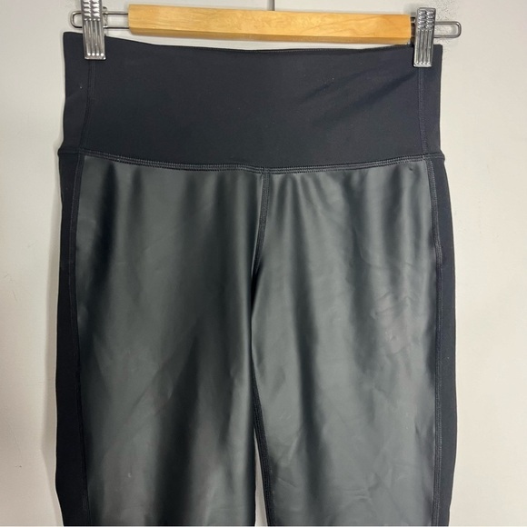 Athleta Gleam Faux Leather Front Panel Mid Rise Leggings Black, Size XS - Picture 6 of 15
